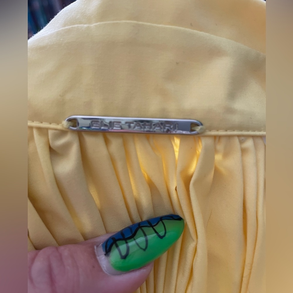 Elie Tahari Yellow Pleated A-line dress - Picture 5 of 5